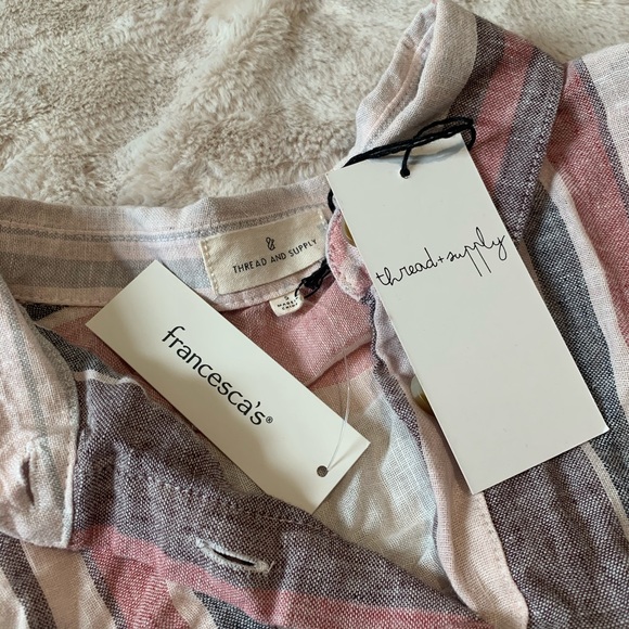 Striped Button Down Blouse - Picture 3 of 4